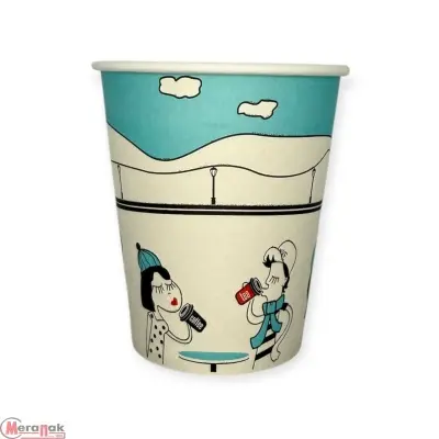 Стакан бумажный 250мл для горячего Встреча D80 50шт Разноцветный - фото