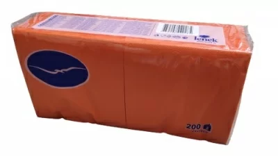 Салфетки Ленек двухслойные оранжевые 24*24см, 200 шт Оранжевый - фото