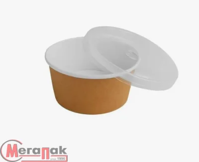 Комплект Чаша бум.330мл.крафт д/мор,суп1/25 + Крышка д/стакана д/супа картон п/п d115 1/25 NP11  - фото