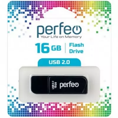 Карта памяти Perfeo USB 16GB C10 Black PF-C10B016  - фото