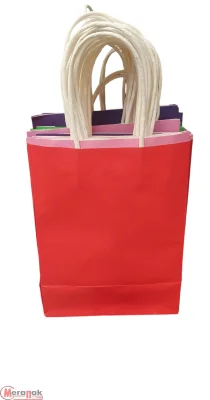 Пакет подарочный бумажный с ручками 26x32х12 Крафт, арт. L132 микс 5цвет Микс - фото