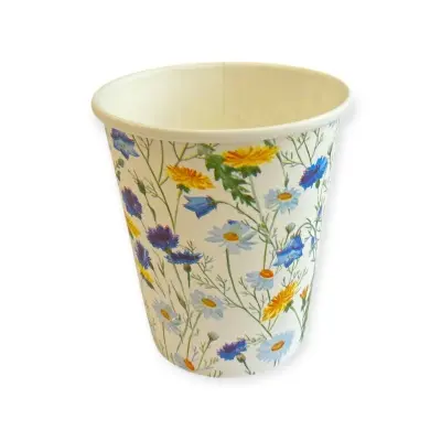 Стакан бумажный 250мл для горячего Летний луг D80 5шт  - фото