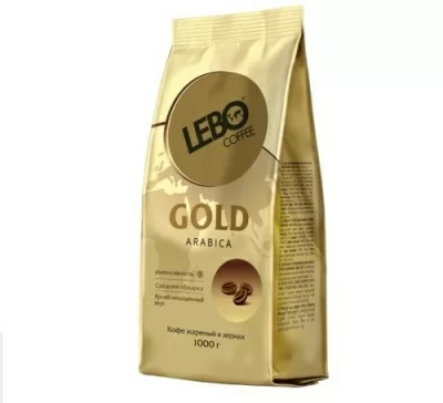 Кофе жареный в зернах Арабика среднеобжаренный Lebo Gold, 1000 гр  - фото