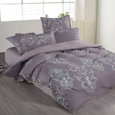 Комплект постельного белья "KARTEKS" сатин цветной с кружевом SP-025 евро  - фото
