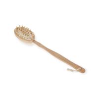Щетка для тела двойная с натур. щетиной и массажером на деревянной ручке, 42см, 1 цвет, 361-028 (6) Бежевый - фото