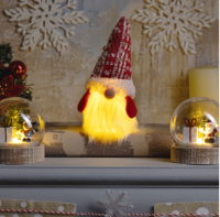 Новогоднее украшение "Гномик" со светом (17см), S2647 Красный - фото