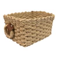 Интерьерная корзина д/хранения с ручками, джут, 20х20х8 см, ES137-146 L Коричневый - фото