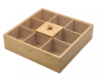 Органайзер д/пакетиков чай/кофе бамбук 30*30*10см №15 без крышки КТ-ОЧ-08  - фото