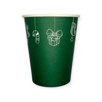 Стакан бумажный 250мл для горячего Новый Год Зеленый 50шт Зеленый - фото