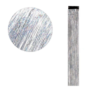 Цветная прядь для волос, Дождик, на заколке, 11 гр., Серебро, 50*3,2 см, 1 шт., 6245537 Серебро - фото