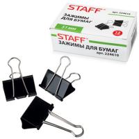Зажимы д/бумаг STAFF, компл.12шт, 51мм черные в карт. коробке, 224610  - фото