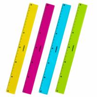 Линейка пластик 30 см ЮНЛАНДИЯ "Color", тонированная, ассорти, 210754  - фото