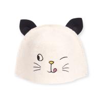 Шапка банная детская с вышивкой "Котёнок", фетр белый Белый - фото