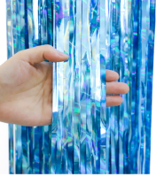 Занавес Дождик Электрик, Голубой, Голография, 100*200 см, 1 шт. Голубой - фото