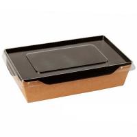 Коробка картонная с пластиковой крышкой 106*186*55 ECO OpSalad 800 Black Edition, 10 шт Черный - фото