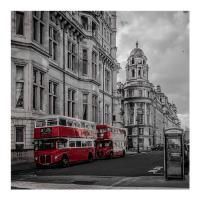 Картина на холсте 30x30 Красные автобусы HE-101-450  - фото
