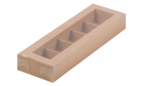 Коробка для конфет 5шт с вклеенным окном 235*70*30 мм (крафт), 1 шт, 050107 (50) Коричневый - фото