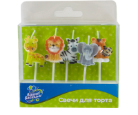 Набор свечей Фигура, Животные джунглей, 5 см, 5 шт. с держат.  - фото