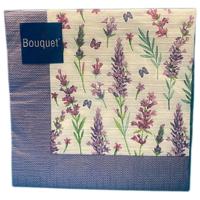 Салфетки бум.  Bouquet  33*33, 3сл 20л "Скатерть с лавандой" (12)  - фото