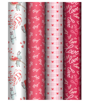 Бумага упаковочная глянцевая «Love», 70*100 см, 80г/м2, MESHU, ассорти, 4 дизайна, 372638 Микс - фото