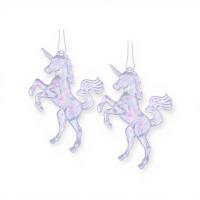Набор новогодних украшений "Единорожки" (2шт х 9см), S2564 Прозрачный - фото