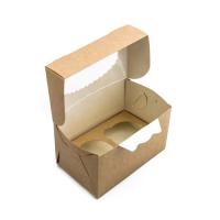 Коробка картонная для маффинов 2шт ECO MUF2 100*160*100мм, 5 шт Коричневый - фото