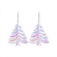 Набор новогодних украшений "Перламутровые ёлочки" (2шт х 9,5см), S2572 Разноцветный - фото