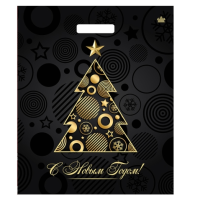 Сумка-пакет 38*47 "НОВЫЙ ГОД" прорубная ручка ламинированная 1/50 Черный - фото