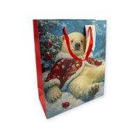 Пакет подар.бум.с руч 18*23*10 Люкс с блестк НГ N1076 (480/12) Разноцветный - фото