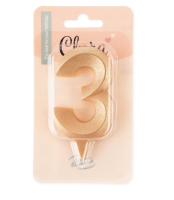 Свеча Цифра, 3 "Грани", Золото, 4*7 см, 1 шт , 1701 Золотой - фото