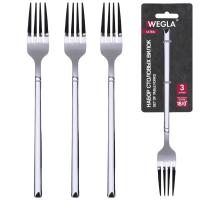 Вилки столовые WEGLA ULTRA, НАБОР 3 шт, на подвесе, нержавеющая сталь, серебристые, 702247 (9) Серебро - фото