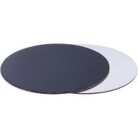 Подложка усиленная круглая d240мм черная/серебро толщина 1,5мм, 50 шт 119 - фото
