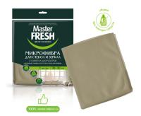 Салфетка д/стекол и зеркал микрофибра 30*30, 1 шт, ЛАТУНЬ Master FRESH, С0008408 (30) Серый - фото