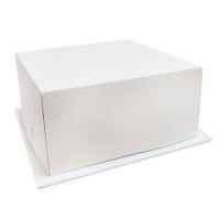 Коробка картонная белая с крышкой 28*28*14 для торта Хром Белый - фото