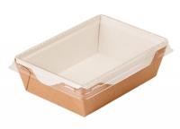 Коробка картонная с пластиковой крышкой 160*120*45 ECO OpSalad 500, 50 шт Коричневый - фото