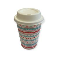 Комплект: Стакан бум. 350мл  д/гор Снежинки + Крышка д/стакана ECOLID-90, Сахар. тросник, 1/5  - фото