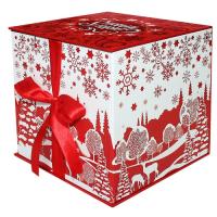 Коробка складная 1,3 КУБ красный 16*16*15см бант Красный - фото
