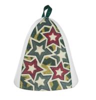 Шапка банная с принтом "Звезды", войлок белый синтетический, Б04024 (10) Белый - фото