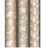 Бумага упаковочная глянцевая «Winter forest», 70*100 см, 70г/м2, ассорти, 3 дизайна, MESHU Коричневый - фото