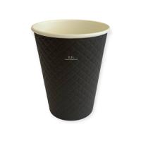 Стакан бумажный для горячего "Waffle Black" черный двухслойный, 350 мл, 25шт Черный - фото