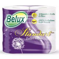 Туалетная бумага "BELUX" Стандарт белая, 2-сл, 4 рул, арт. 274419 Белый - фото