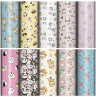 Бумага упаковочная мелованная "Funny Animals" 70x100см, 10 дизайнов ассорти, ЗОЛОТАЯ СКАЗКА, 591917 Микс - фото