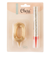 Набор, Фонтан и Свеча Цифра, 0 Грани, Золото, 10 см, 1 шт., 1770 Золотой - фото