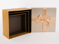 Коробка Роскошный подарок, Розовое Золото, 15*15*6,5 см, 1 шт Золотой - фото