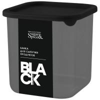 Банка для сыпучих продуктов Sugar&Spice Black 800 мл 105*105*105 мм арт. SE168410621 с гибкой крышкой 1 шт. Черный - фото