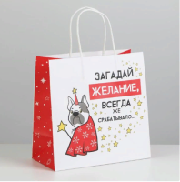 Пакет подарочный «Загадай желание», 22 × 22 × 11 см   6249086 (100) Дарите счастье Черный - фото