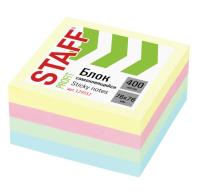 Блок самоклеящийся (стикеры) STAFF PROFIT, ПАСТЕЛЬНЫЙ, 76*76мм, 400 листов, 4 цвета, 129352 Микс - фото