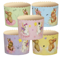 Форма бумажная 200мл ЗАЙЧИКИ d90xh90мм 1/5  - фото