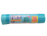 Мешки д/мусора 35л в рул. 15шт 14мкр с завяз. бирюз ПСД Forte (25), арт.16975 Бирюзовый - фото