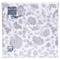 Салфетки бум.  Bouquet  33*33, 3сл 20л "Анжелика Серебро на белом" (12)  - фото